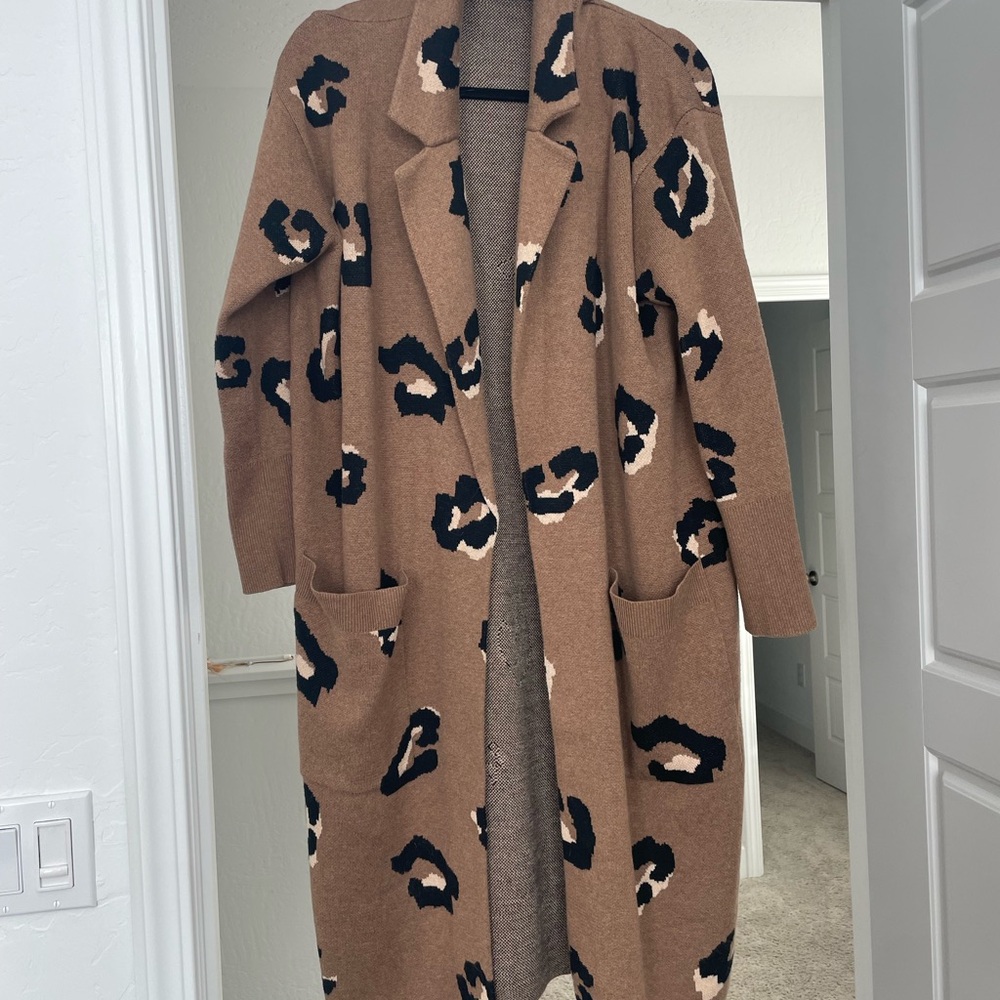 J. Crew Brown Leopard Print Coat